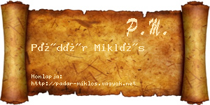 Pádár Miklós névjegykártya